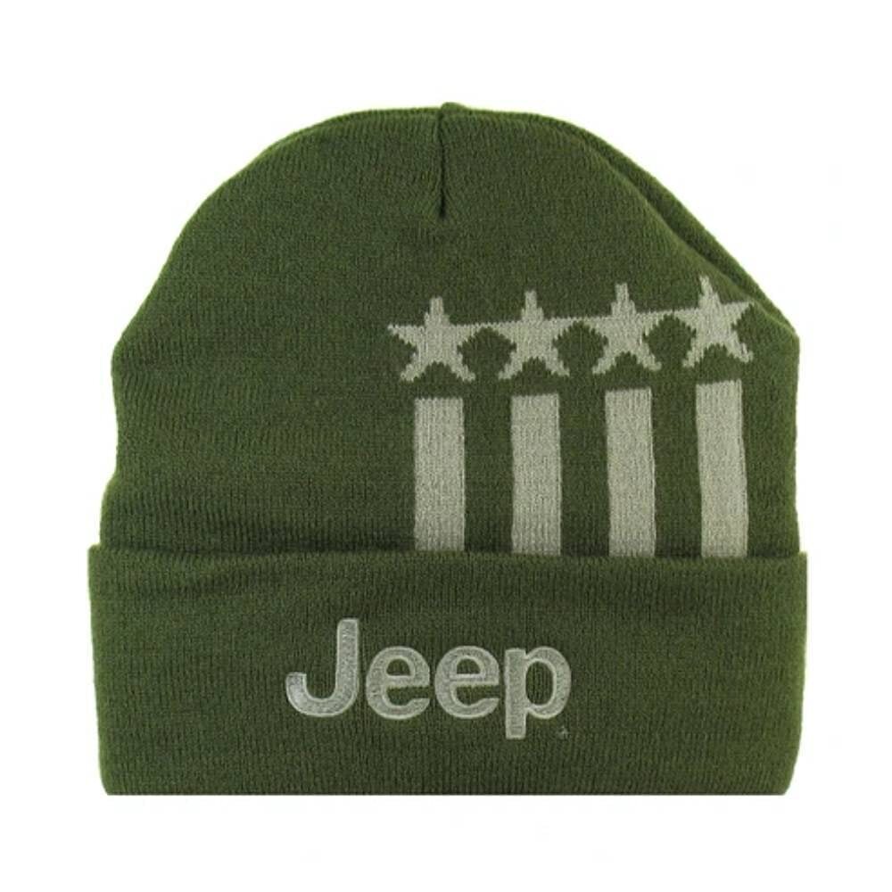 7072 Stars and Stripes Flip Knitted Beanie Hats or Beanie Military Green